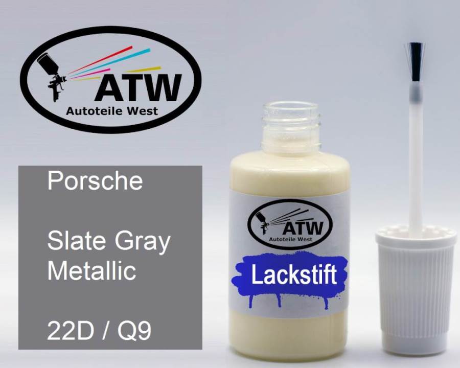 Porsche, Slate Gray Metallic, 22D / Q9: 20ml Lackstift, von ATW Autoteile West.